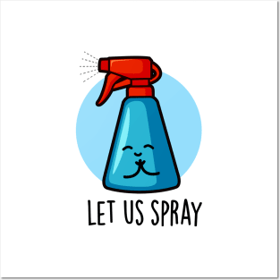 Let Us Spray Cute Praying Spray Bottle Pun Posters and Art